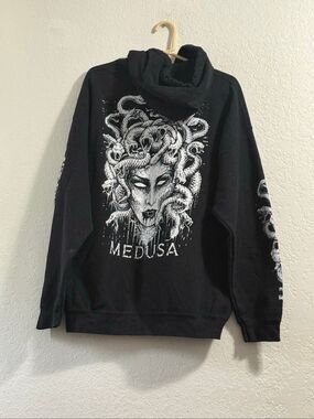 Y2K Black Medusa Hoodie Sleeve Hits Size  XL Vampire Freaks goth grunge